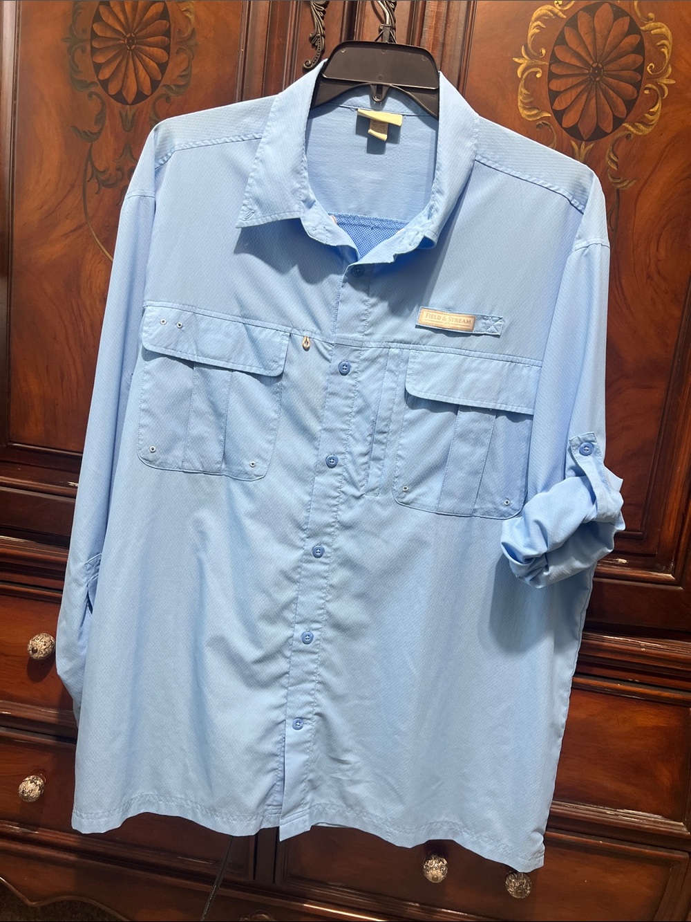 Field & Stream Light Blue Long Sleeve Casual Button-Down Shirt